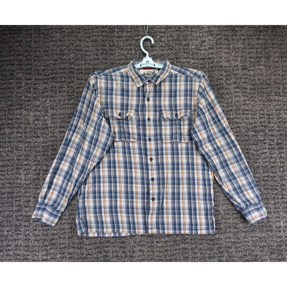 The North Face Shirt Mens Medium Blue White Plaid Light Flannel Outdoor Gorpcore